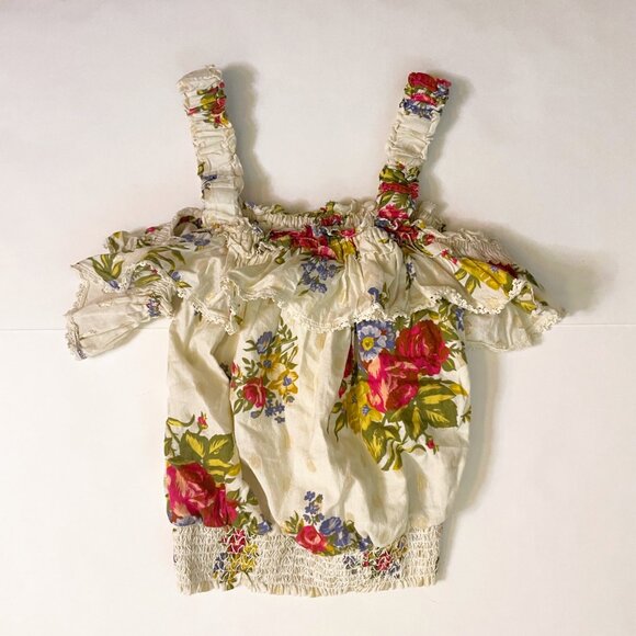 House Of Harlow 1960 Helena Ivory Floral Ruffle Top, Size Small - Picture 4 of 6